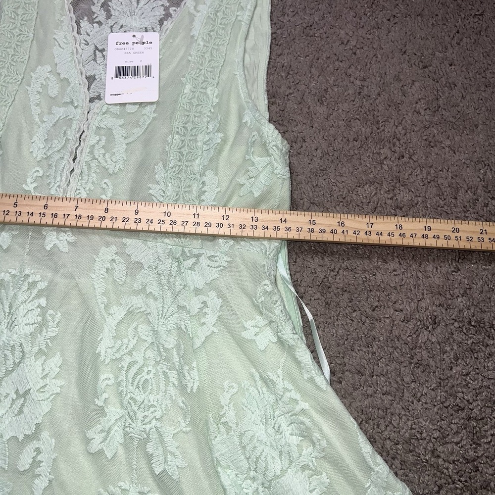 Free People Reign Over Me Sleeveless Lace Dress Mini Party Date Mint Green Sz 2 - Picture 6 of 8